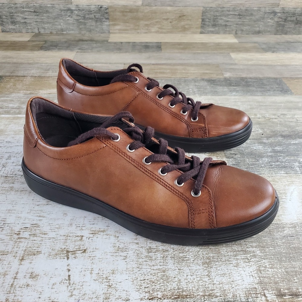 Ecco Soft Classic Mens Shoes Sz 11 Comfort Brown Leather Lace Up Walking Sneaker